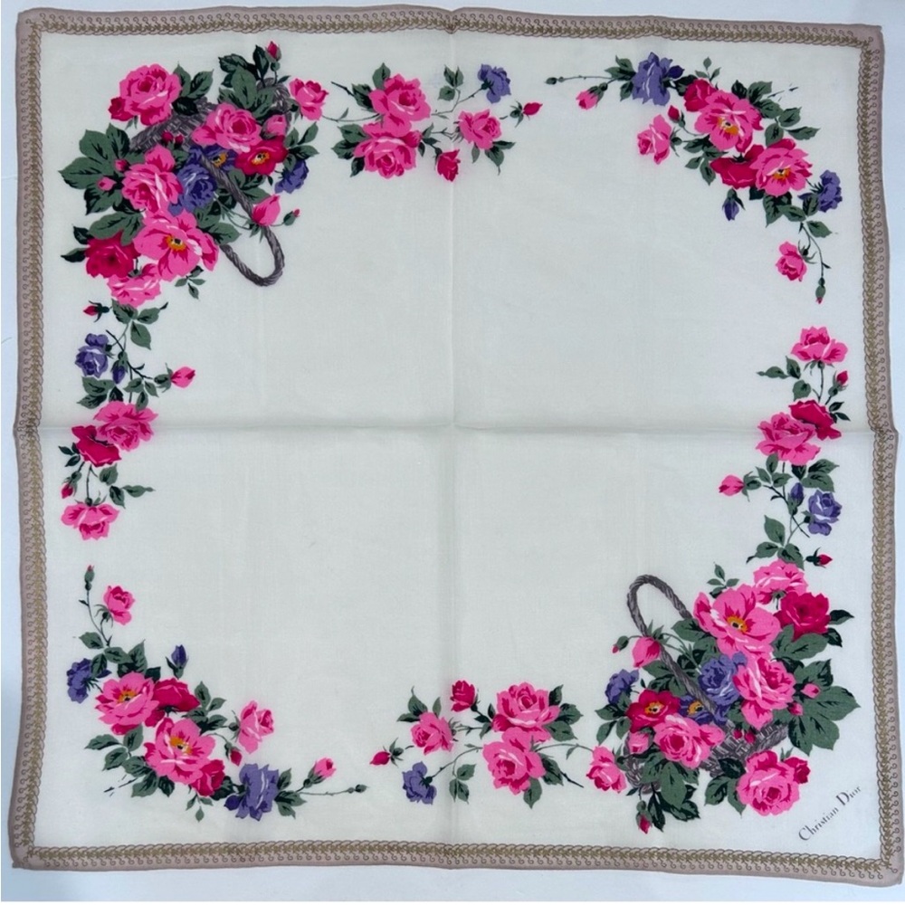 Christian Dior 100% Cotton Handkerchief or Scarf, faint blemish
